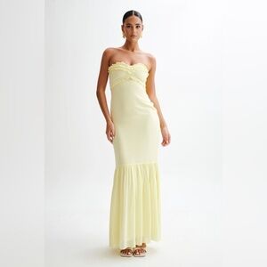 Olivette Strapless Chiffon Maxi Dress - Lemon Sherbet